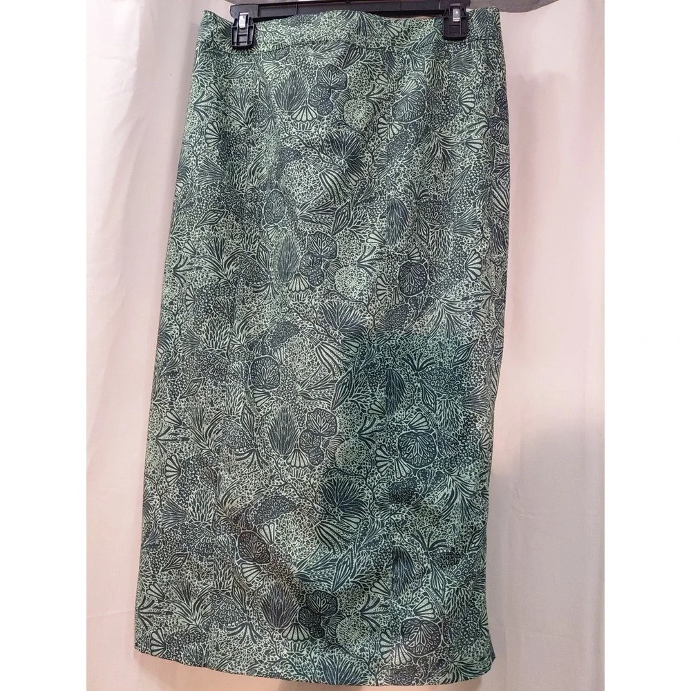 Womens Rip‎ Skirt Hawaii  Beach Wear  Green Print Size Small Long